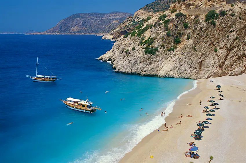 Kaputaş Beach, Turkey Aerial view of Kaputaş Beach, between Kas and Kalkan in southwestern Turkey
