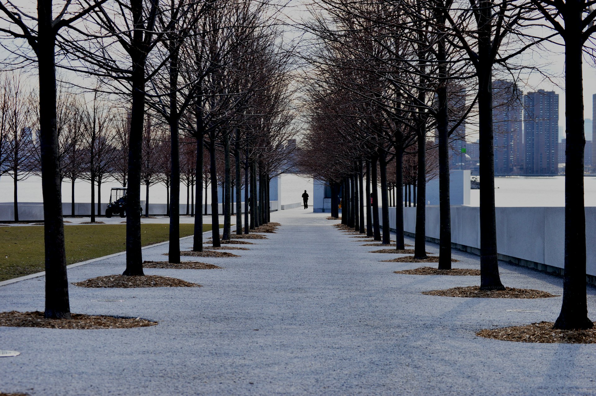 Man walking at Franklin D. Roosevelt Four Freedoms Park on Roosevelt Island