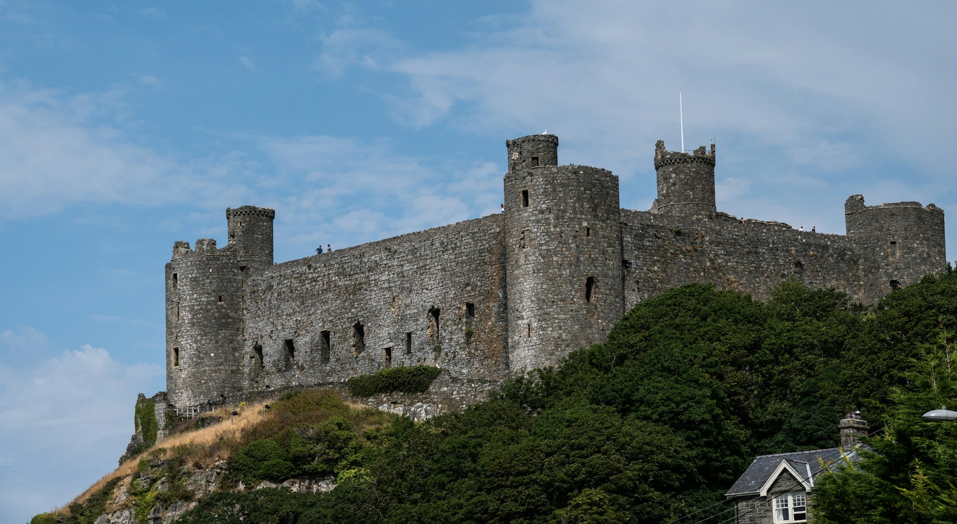 A view of Harlech Castle from the beach