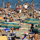 Summer crowds on Lido di Venezia.