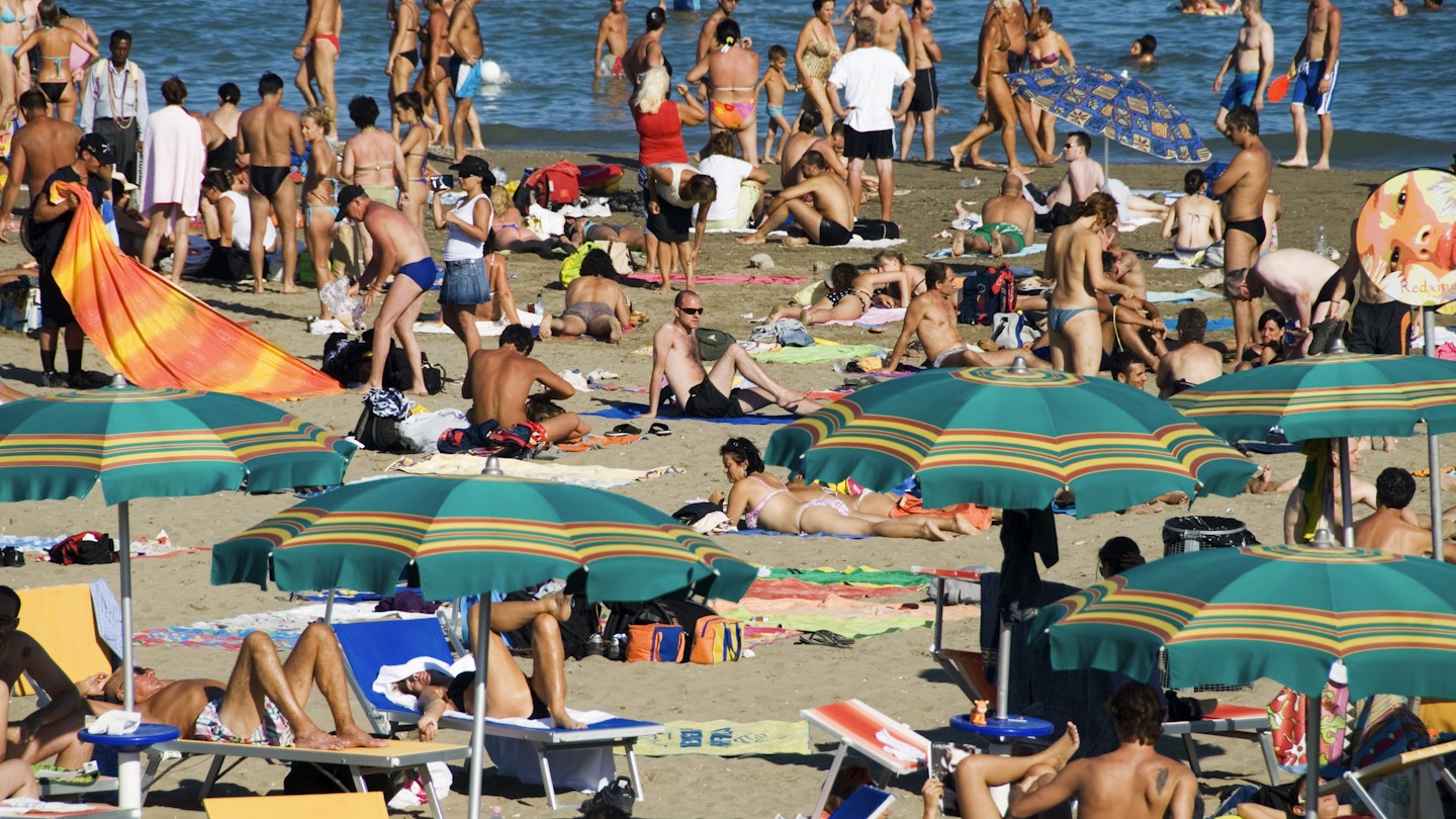 Summer crowds on Lido di Venezia.