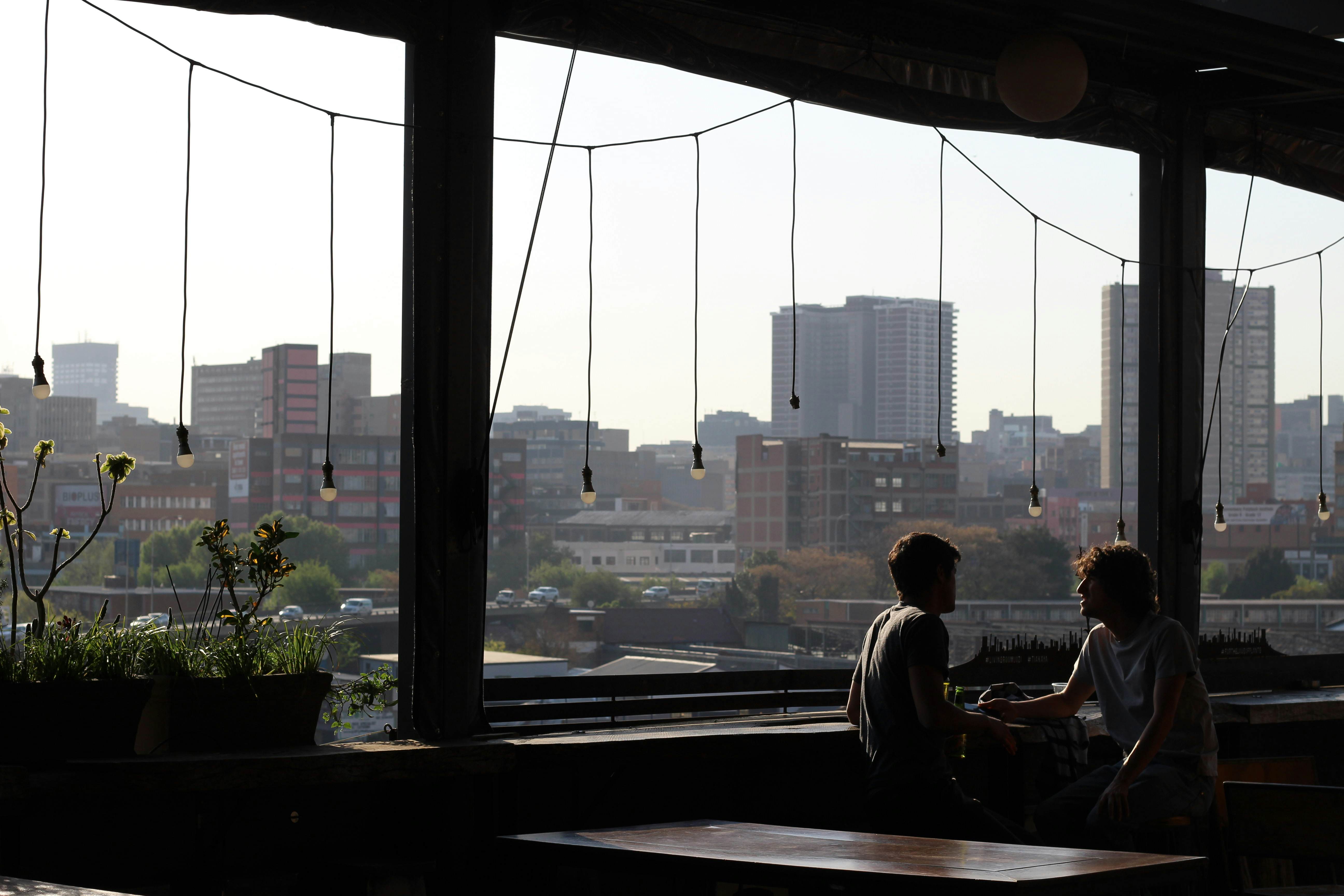 Enjoy a drink with great views of Jo'burg.