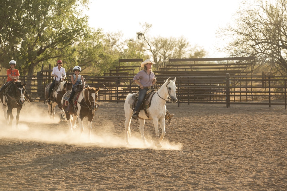Horseback riding lesson at White Stallion Ranch in Tucson, Arizona.
