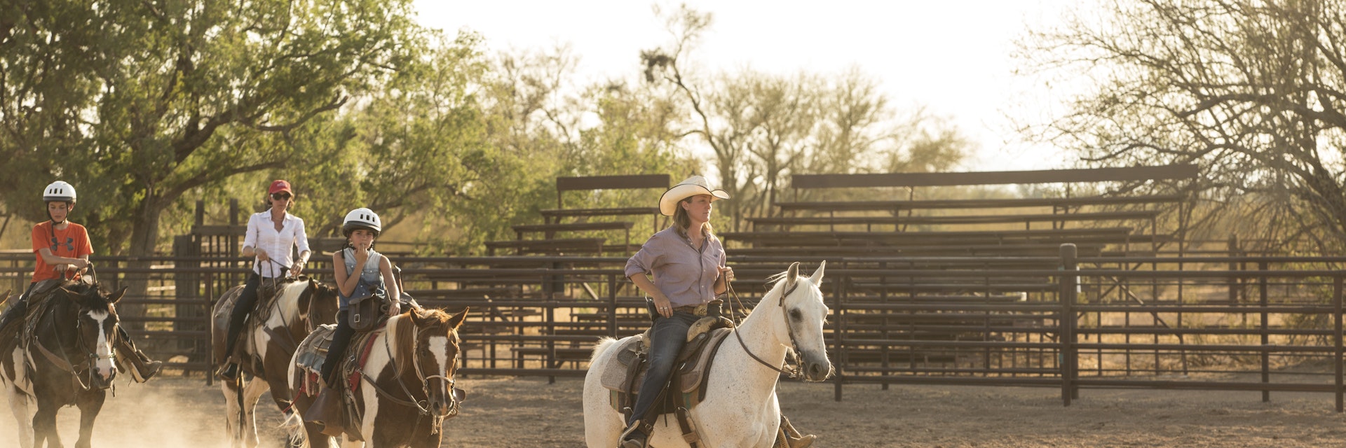 Horseback riding lesson at White Stallion Ranch in Tucson, Arizona.