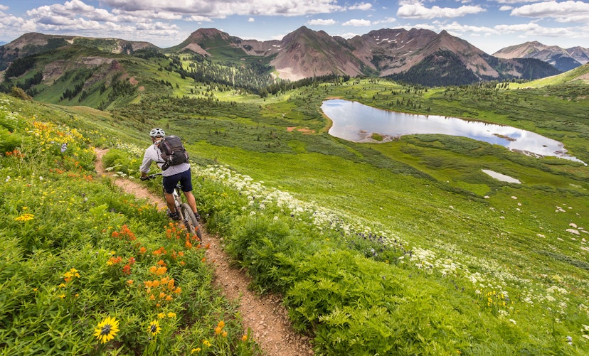 Man mountain biking Colorado.
