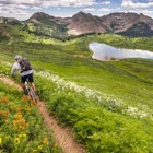 Man mountain biking Colorado.