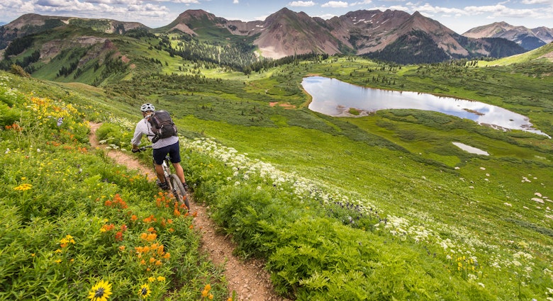 Man mountain biking Colorado.