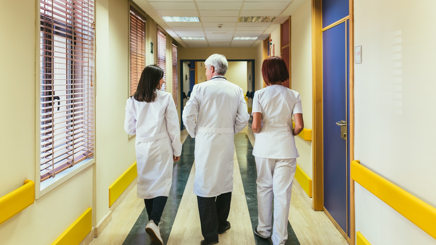 Medical team walking in the hospital corridor