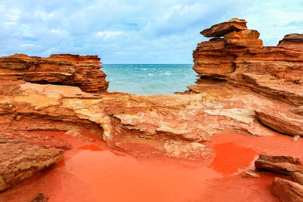 red sandstone on the coast 
