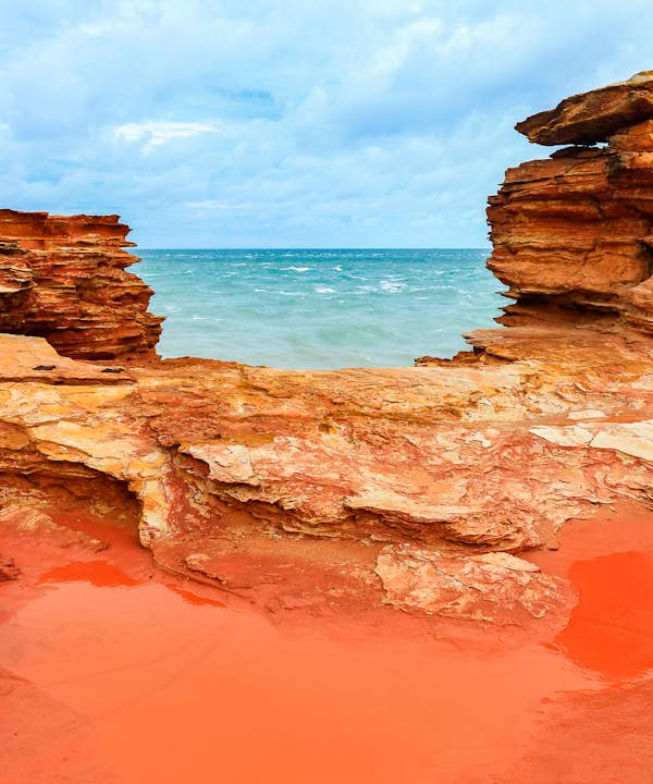 red sandstone on the coast 