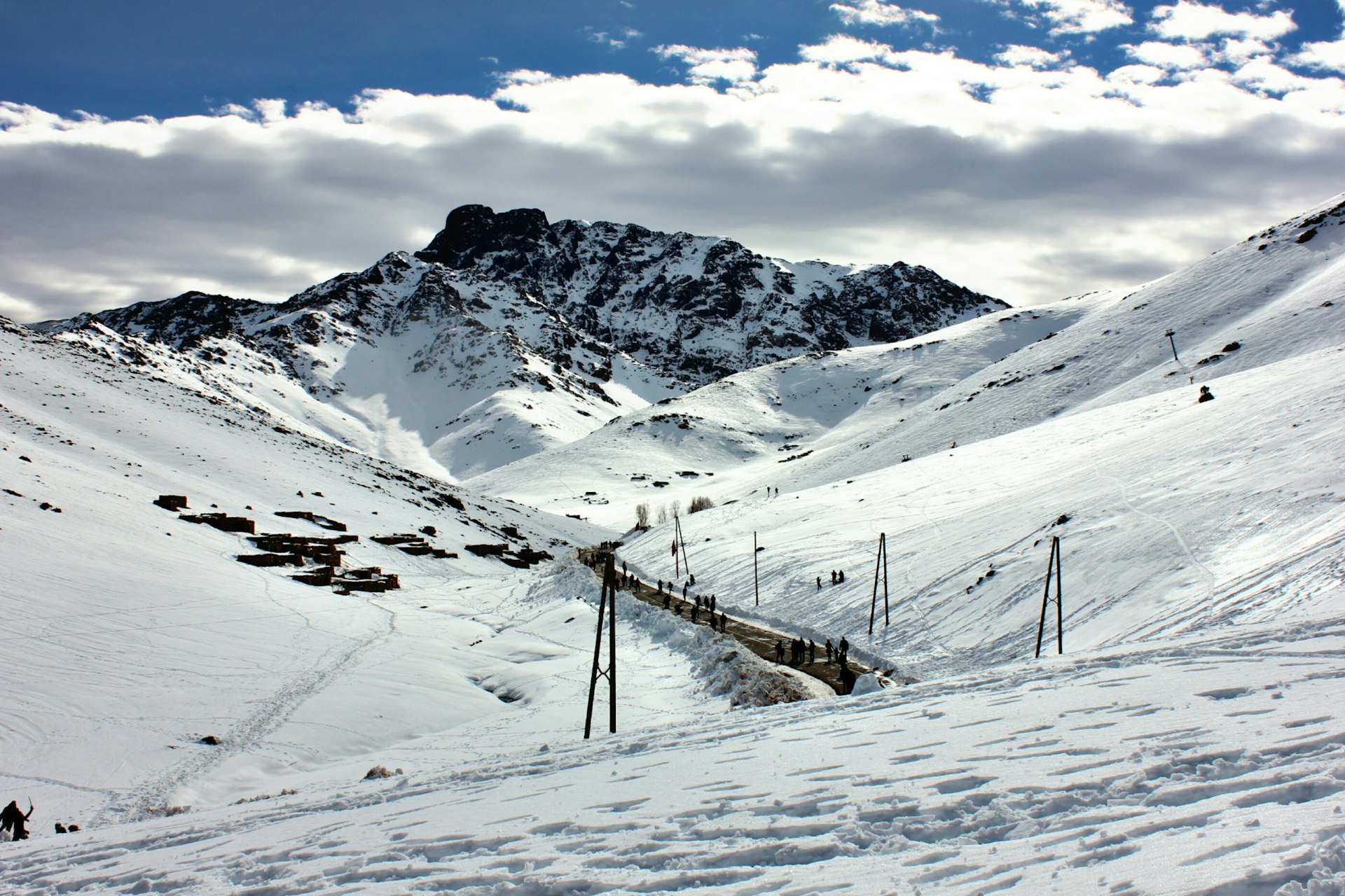 The High Atlas Mountains, Morocco, Okimeden is the spot for skiing