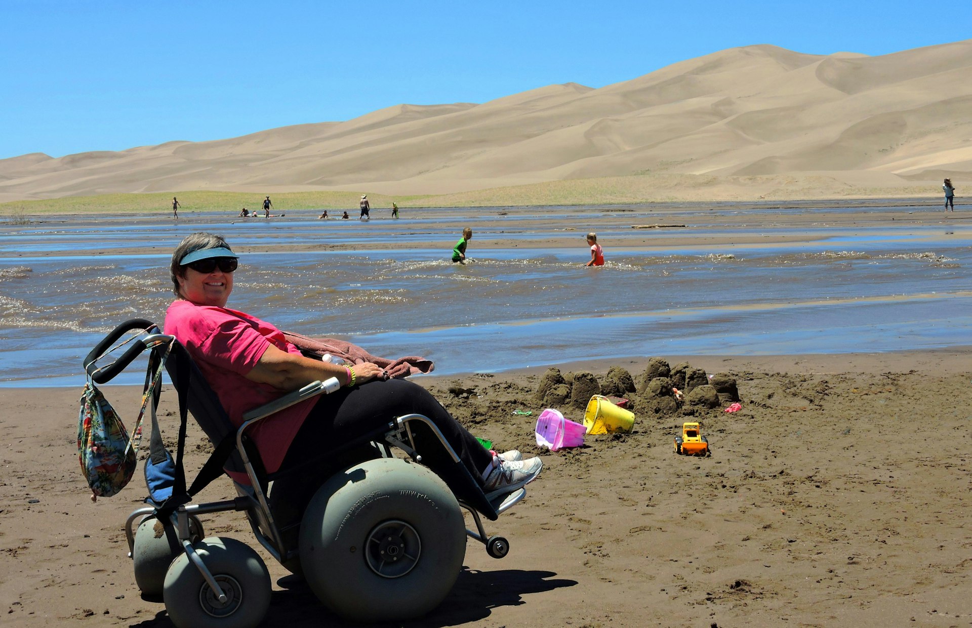 The special sand-roving wheelchairs available for rent at Sand Dunes National Park