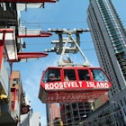 a Roosevelt Island tram approaching the Manhattan entrance