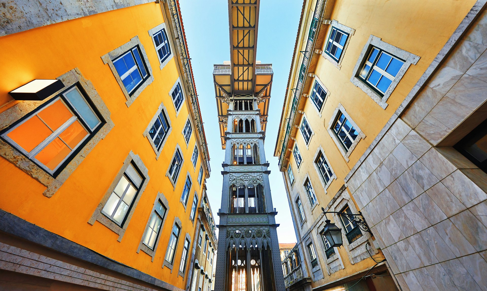 Looking up at the Santa Justa elevator 