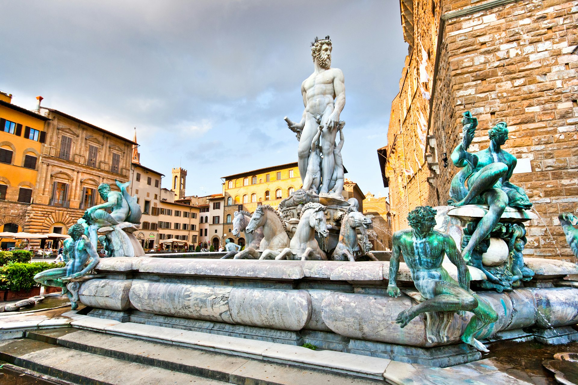 Famous Fountain of Neptune on Piazza della Signoria in Florence, Italy 