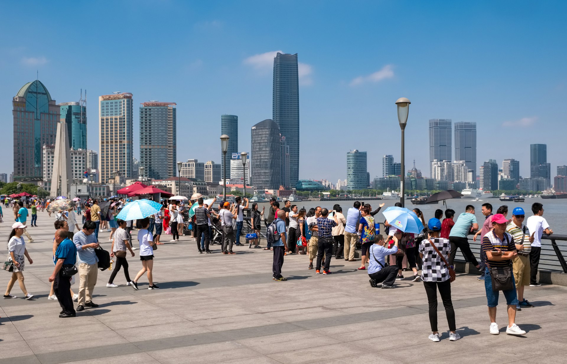 People walking on the Bund in Shanghai