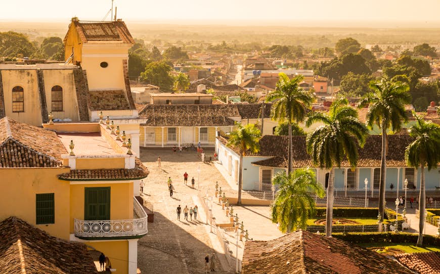 Högvinkelvy av den koloniala staden Trinidad, Kuba