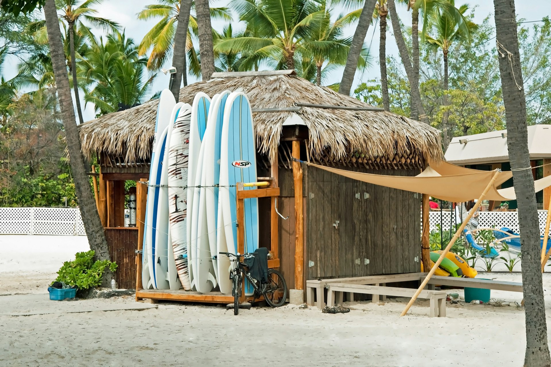 Surf rental shop on Kona beach
