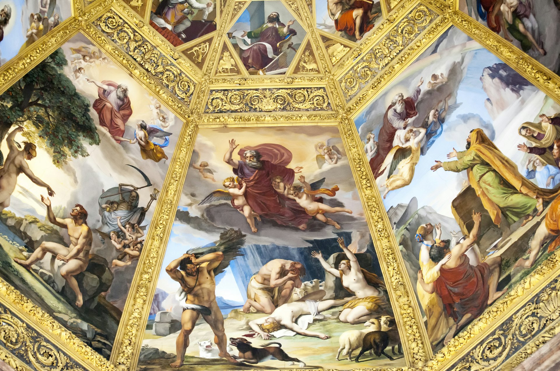 Mural Paintings on the ceilings of the Medici Chapels,in Florence, Italy. 