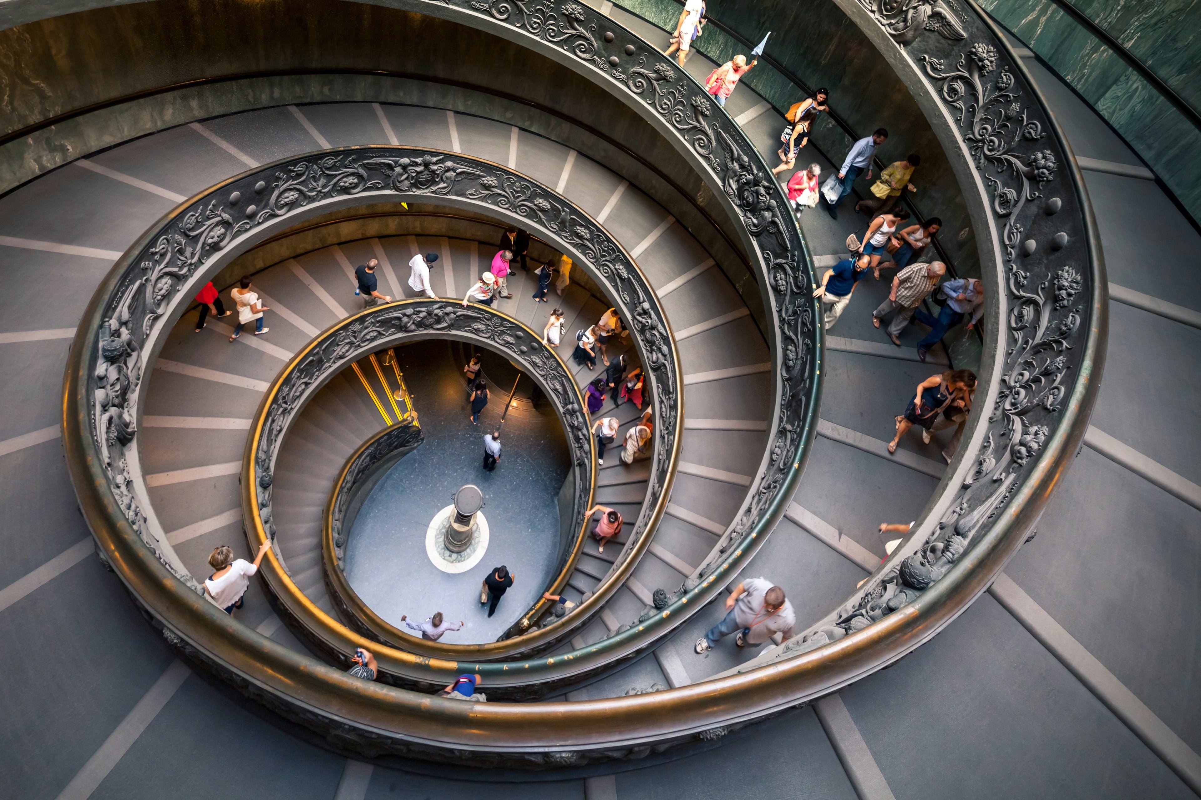 SEPTEMBER 15, 2013: The modern 'Bramante' spiral stairs of the Vatican Museums.