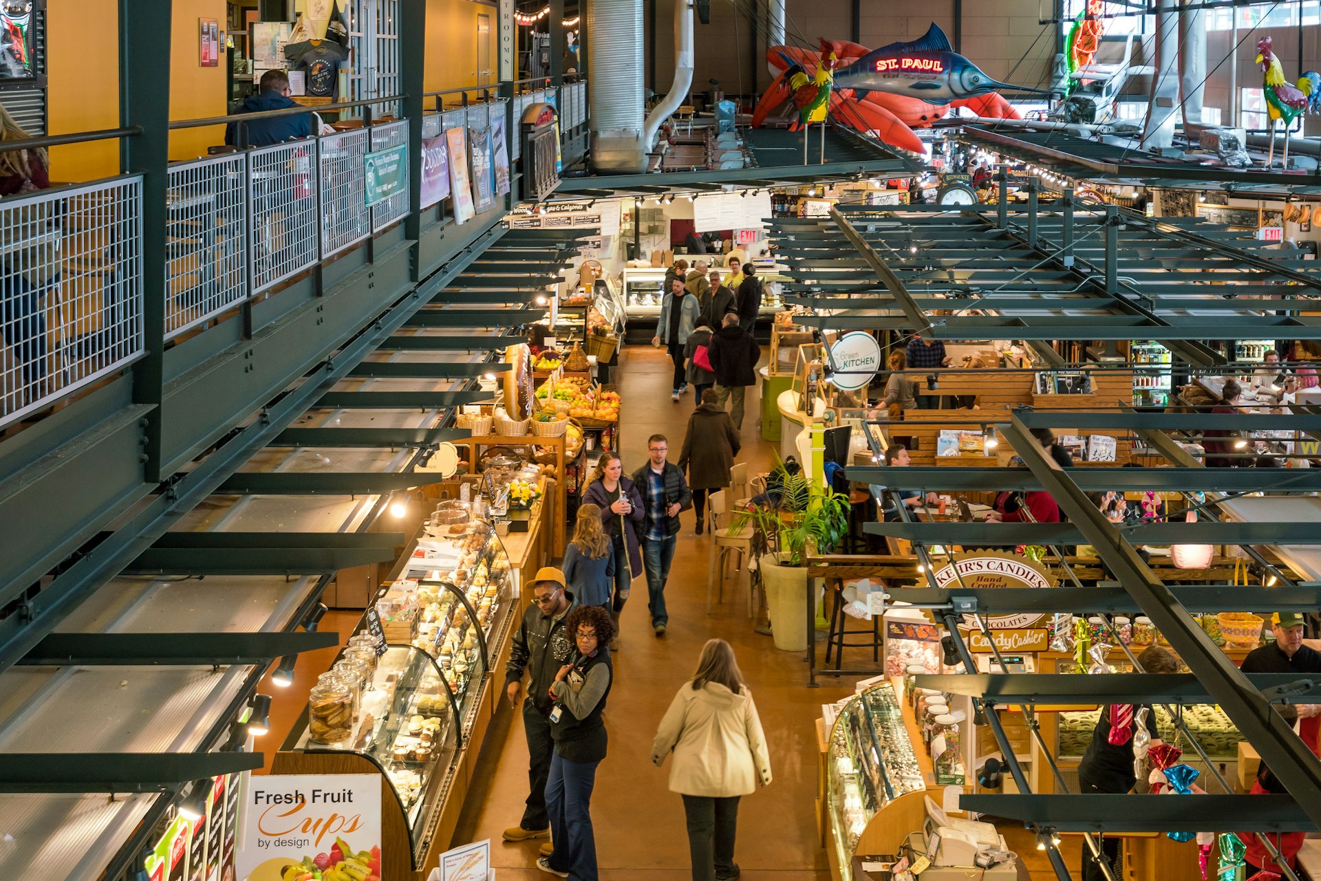 Shoppers walking through Milwaukee Public Market