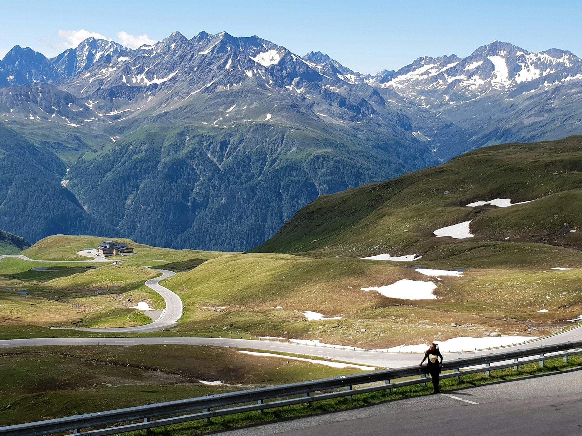 A driver stopping to see the views on the Grossglockner Road