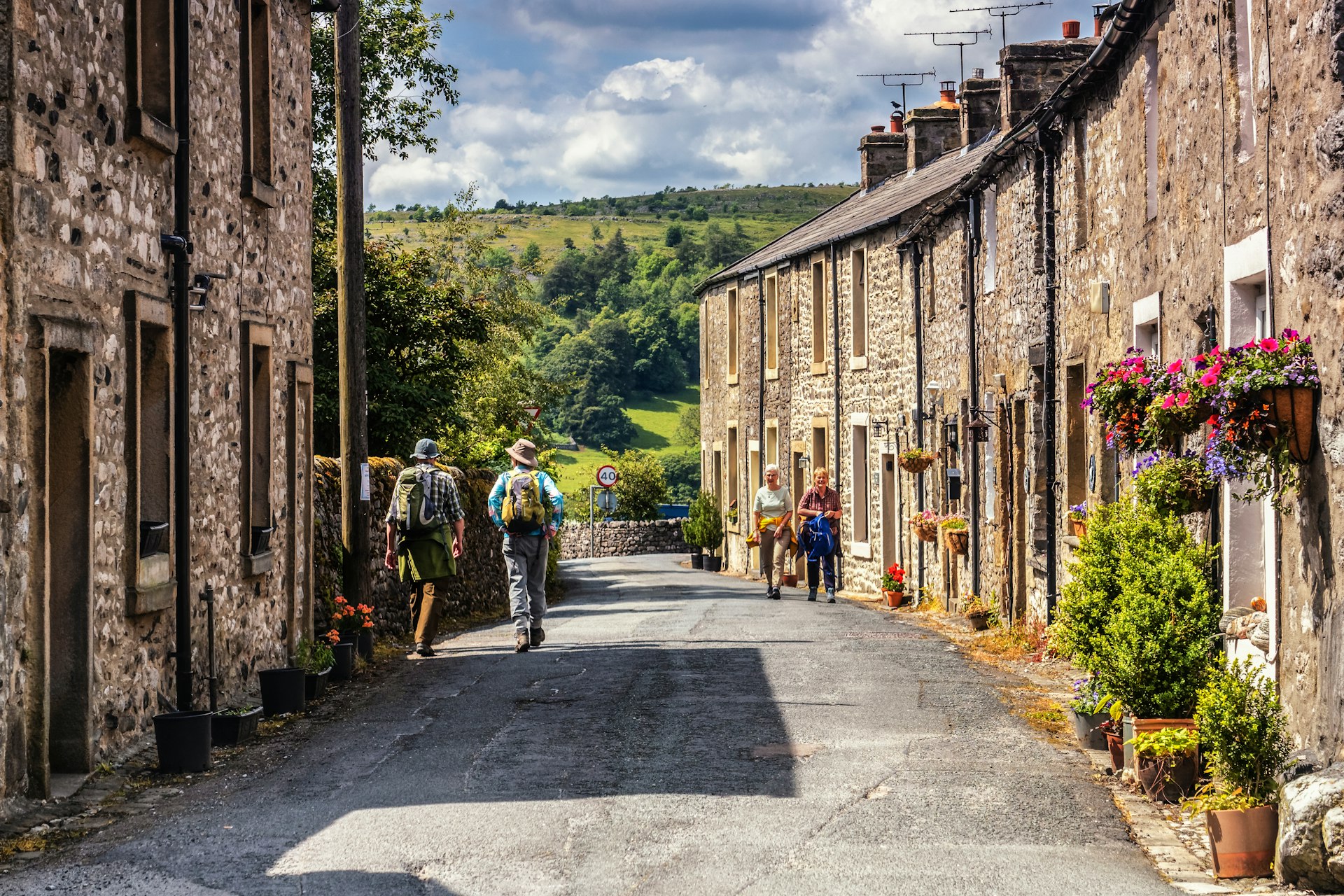 A sunny day street scene in Settle, North Yorkshire