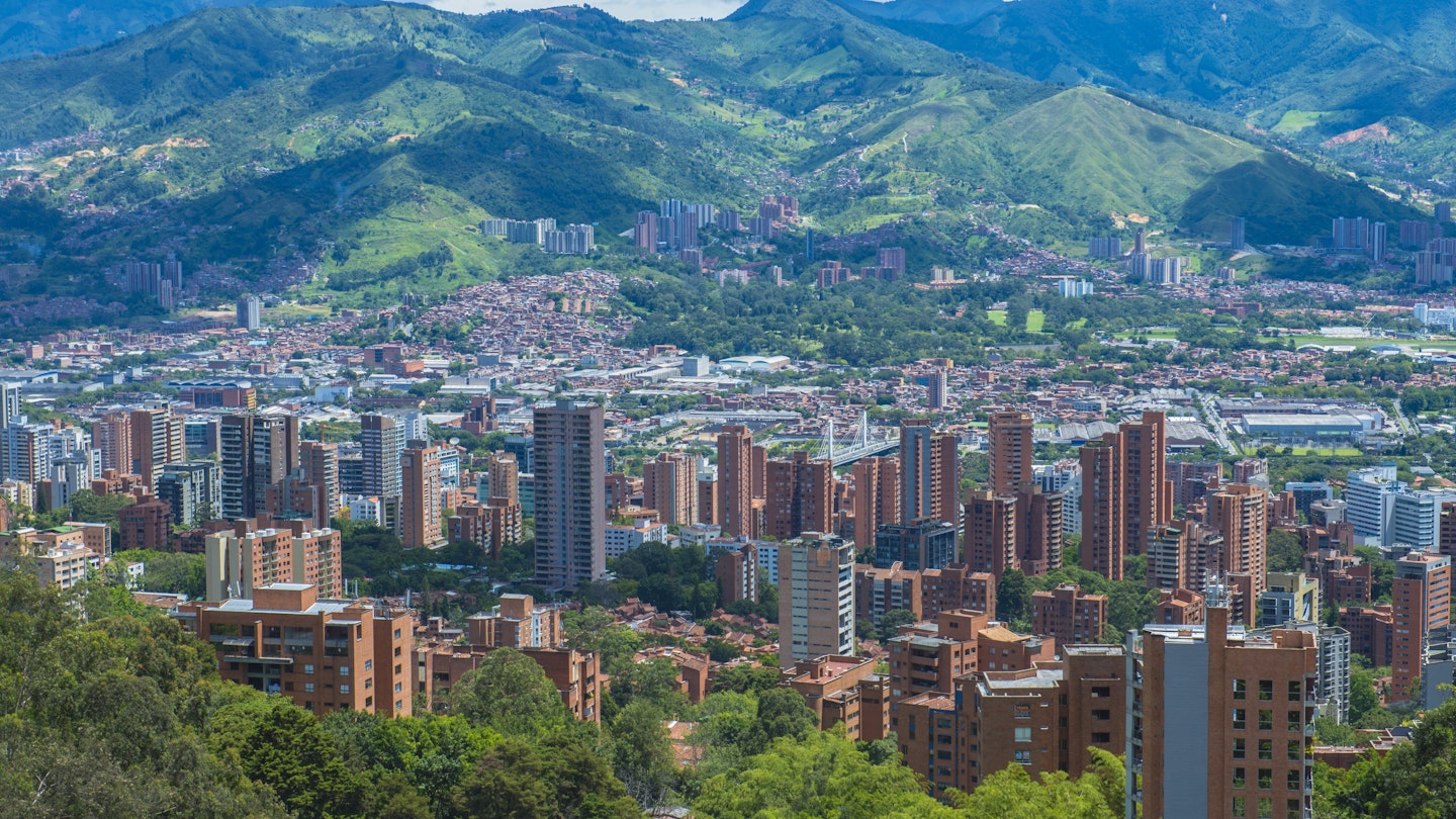 a green view of Medellin, Antioquia, Colombia; Shutterstock ID 585782513; your: Claire Naylor; gl: 65050; netsuite: Online editorial; full: Medellin neighborhoods