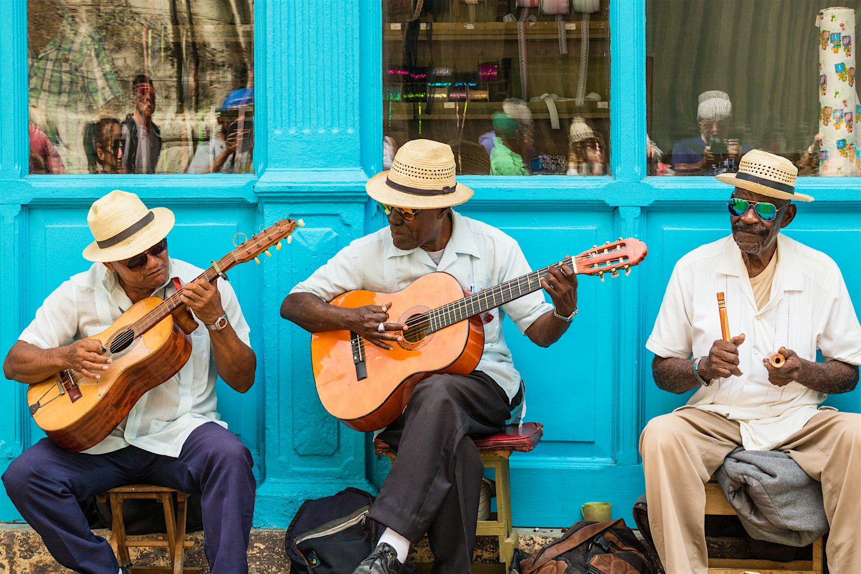 Elderly street musicians playing in Havana