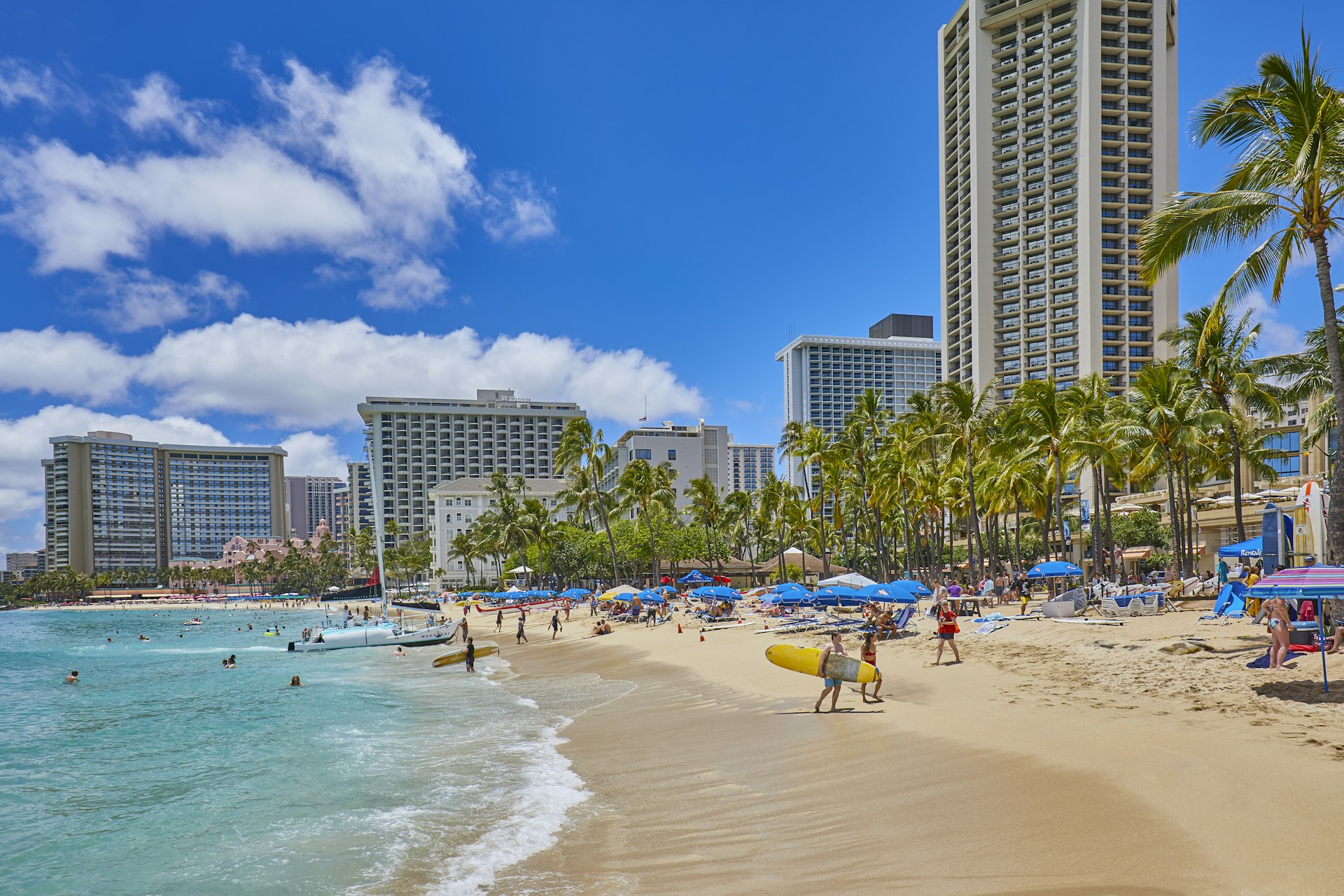 Waikiki Beach and buildings,Honolulu,Oahu,Hawaii,USA