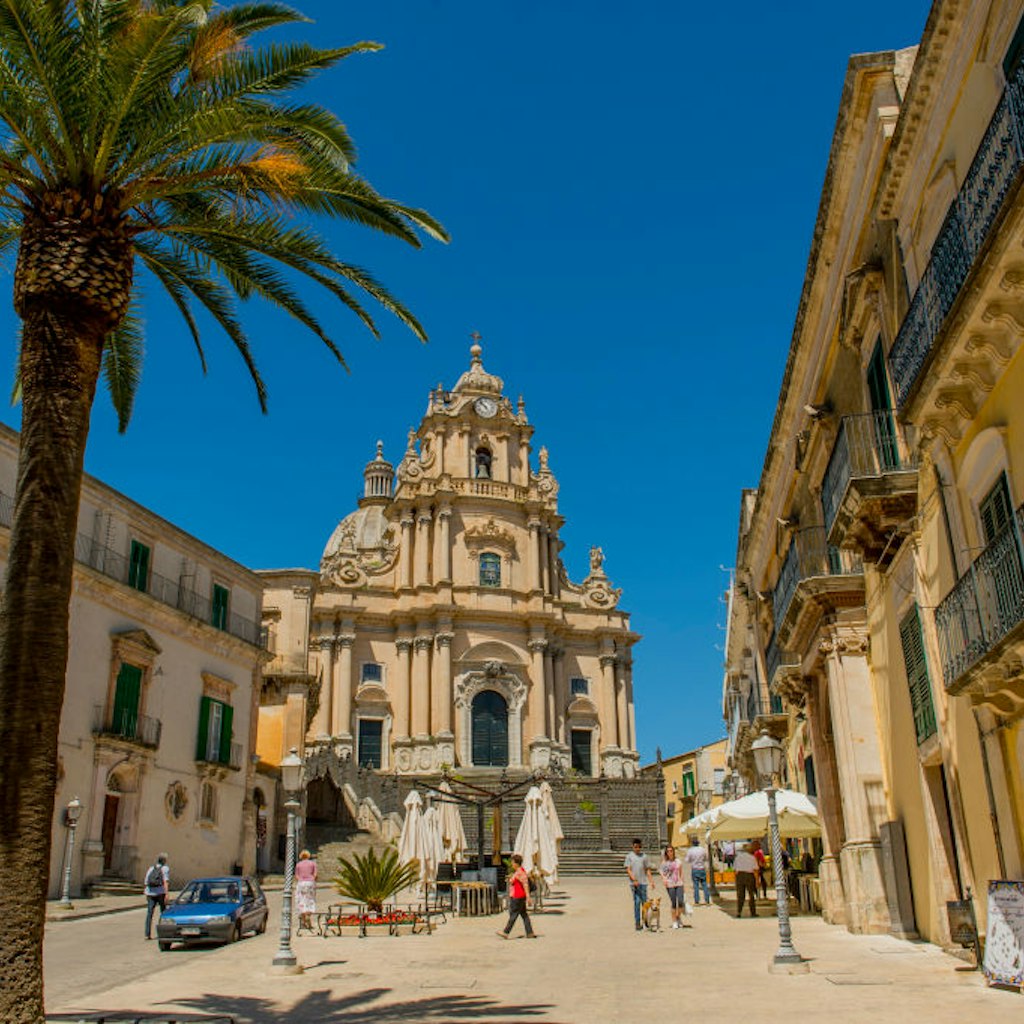 ITALY - 2015/05/12: City square with the Cathedral of San Giorgio (Saint George) in the town of Ragusa Ibla, on the island of Sicily in Italy. (Photo by Wolfgang Kaehler/LightRocket via Getty Images)