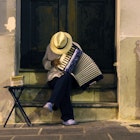 Man playing an accordion player in Old San Juan