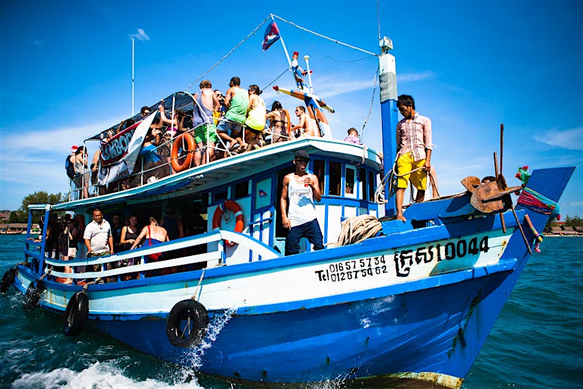 A tourist cruise boat in Sihanoukville, Cambodia