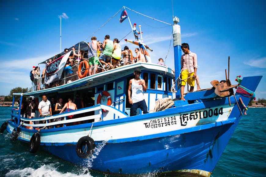 A tourist cruise boat in Sihanoukville, Cambodia