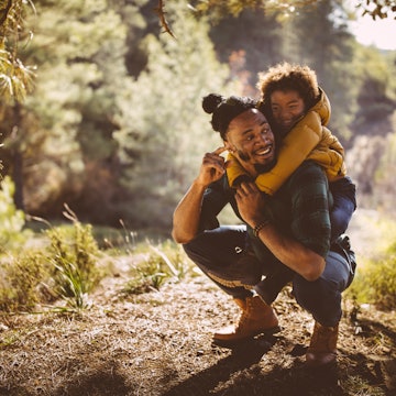 Father and son on a trek through the mountains in Cyprus