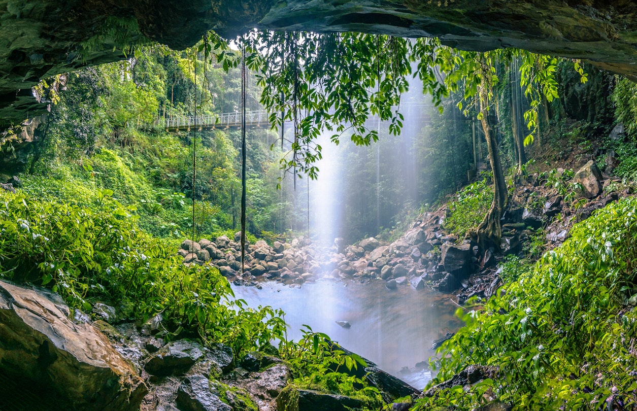 Crystal Shower Falls in Gondwana Rainforest at Dorrigo National Park, New South Wales