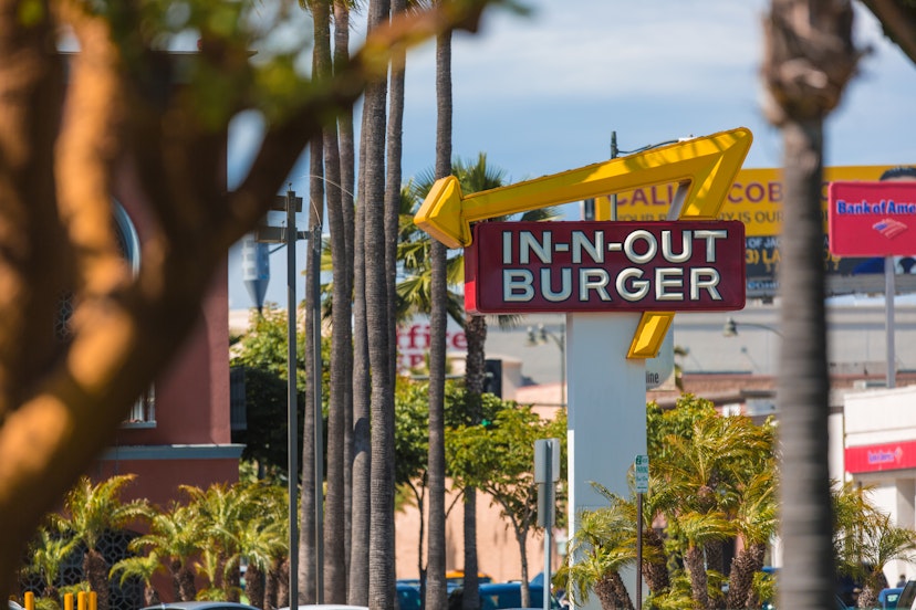 Los Angeles CA - September, 28 2019: In-N-Out Burger, Inc. is a regional chain of fast food restaurants with locations primarily in the American Southwest and Pacific coast. The chain is currently headquartered in Irvine, California. In-N-Out Burger has slowly expanded outside Southern California into the rest of California, as well as into Arizona, Nevada, Utah, Texas and recently Oregon.