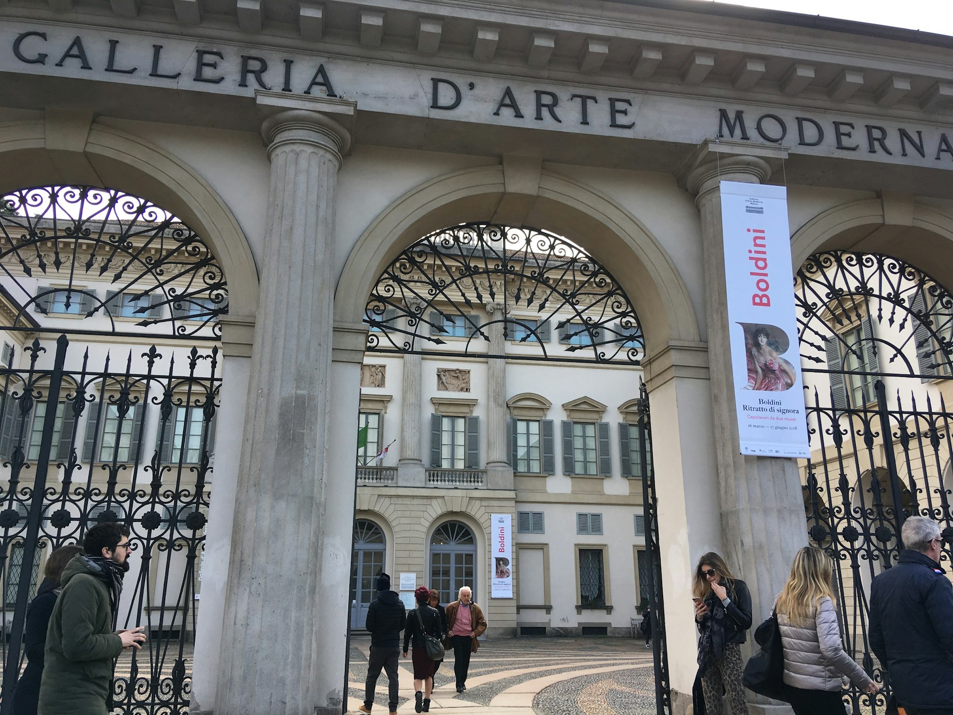 The front entrance of the Galleria d’Arte Moderna in Italy