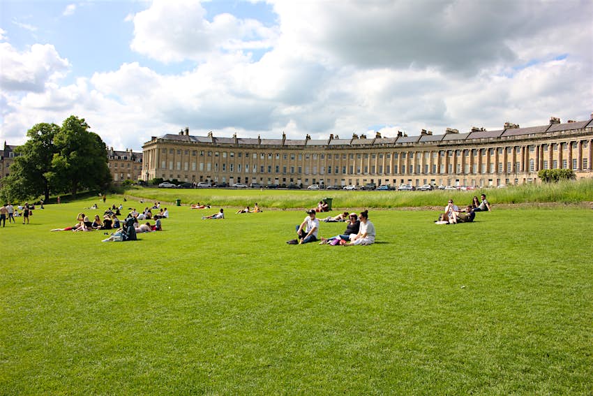 Relaxing in the sun in the park by the Royal Crescent 