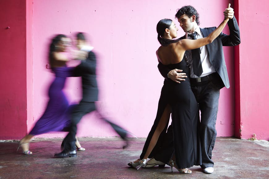 Tango dancers at Milonga La Glorieta in Buenos Aires