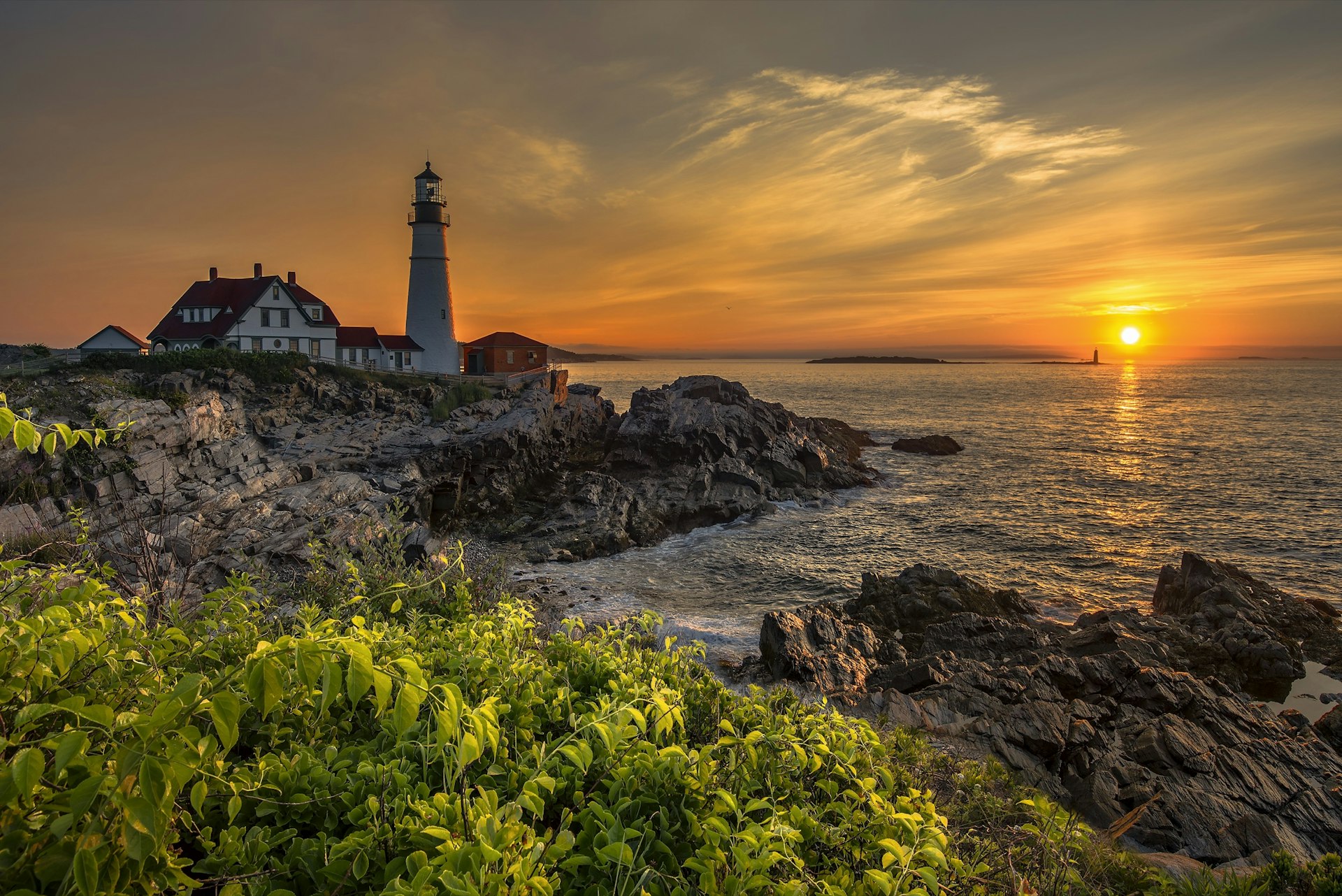 Sunset at Portland Head Lighthouse on Cape Elizabeth, Maine