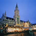 Christmas market in front of the New Town Hall on Marienplatz square. Munich, Germany