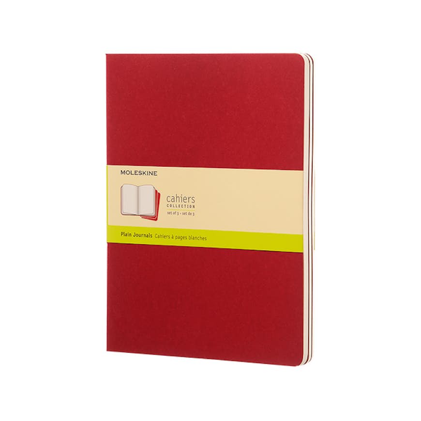Moleskine's Cahiers notebook in bright poppy red