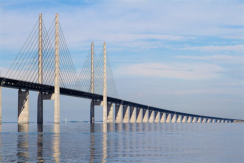 The Öresund Bridge is a combined railway and motorway bridge over the Sound between Malmö and Copenhagen