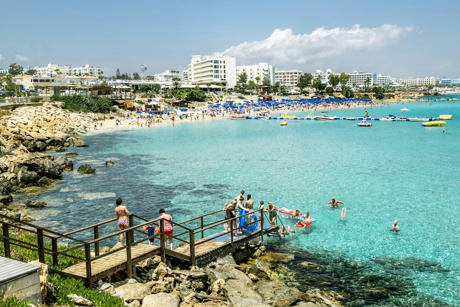 Hotels and beach at Fig tree Bay in Protaras, Cyprus