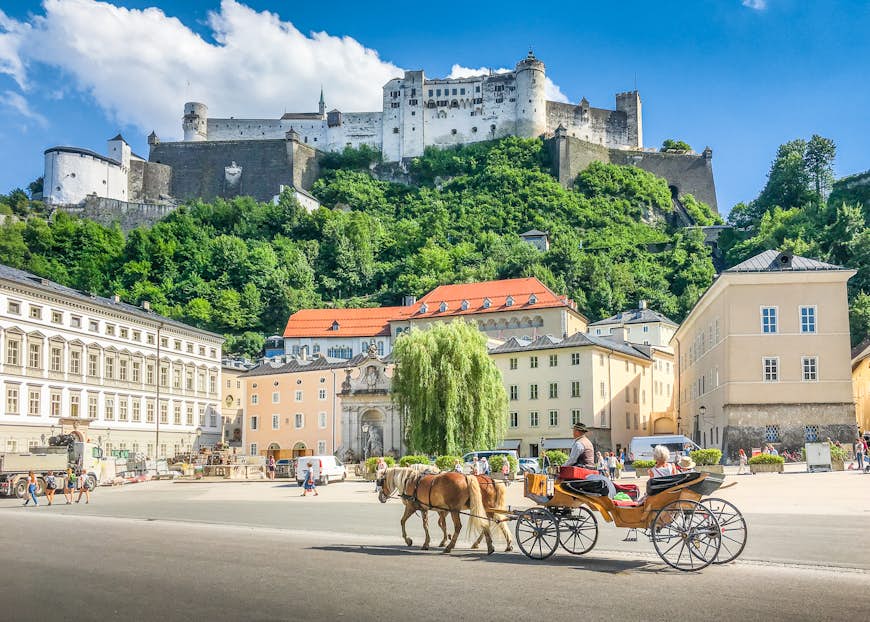 Beautiful panoramic view of the historic city of Salzburg