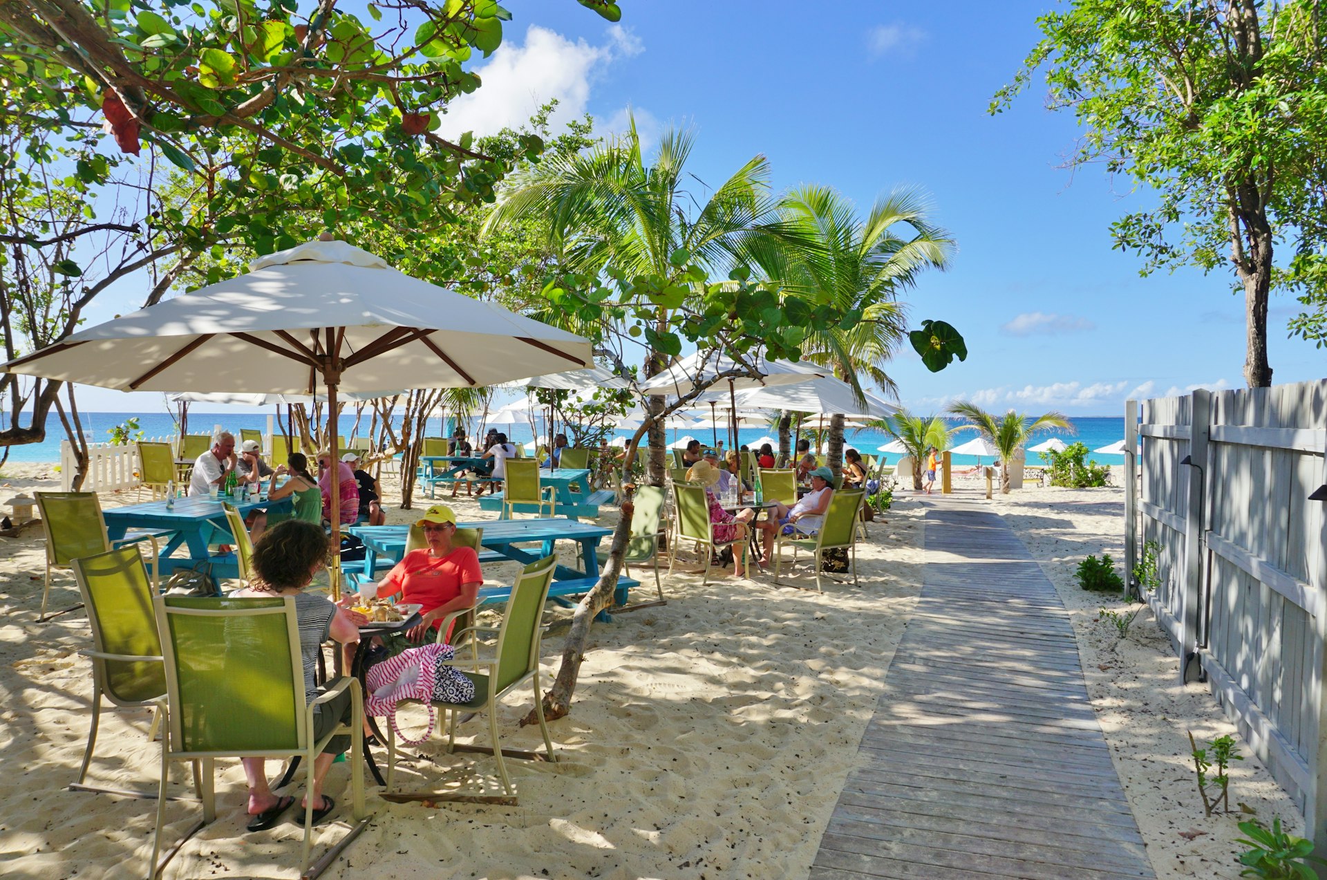 Beautiful Meads Bay is one of the most beautiful beaches in the Caribbean island of Anguilla. Many hotels and restaurants line its white sand shore. 