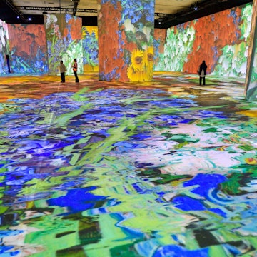 Anaheim, CA - July 19: Visitors check out The Beyond Van Gogh Experience during a media preview at the Anaheim Convention Center in Anaheim, CA, on Monday, July 19, 2021. The mixed media experience featuring the works of Vincent Van Gogh opens on Tuesday, July 20. (Photo by Jeff Gritchen/MediaNews Group/Orange County Register via Getty Images)