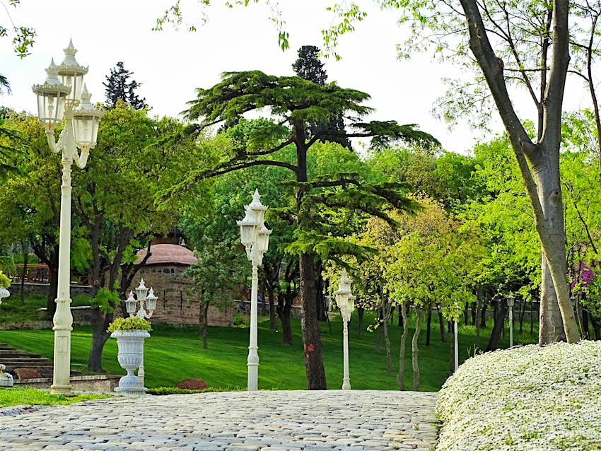 Lush greenery and decor in Yildiz Park in Istanbul Lush greenery and decor in Yildiz Park in Istanbul
