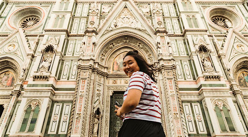 Asian tourist visiting Florence, Italy